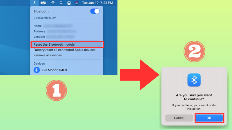 Nhấn chọn Reset the Bluetooth module > Chọn OK để hoàn thành