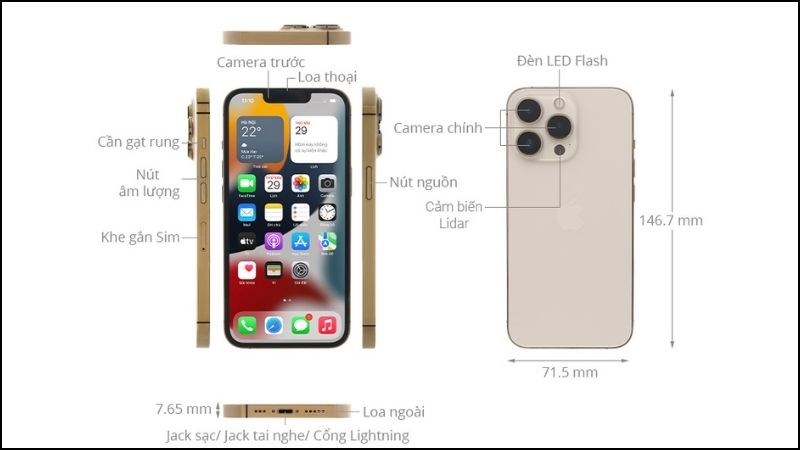 Thiết kế của điện thoại iPhone 13 Pro Thiết kế của điện thoại iPhone 13 Pro