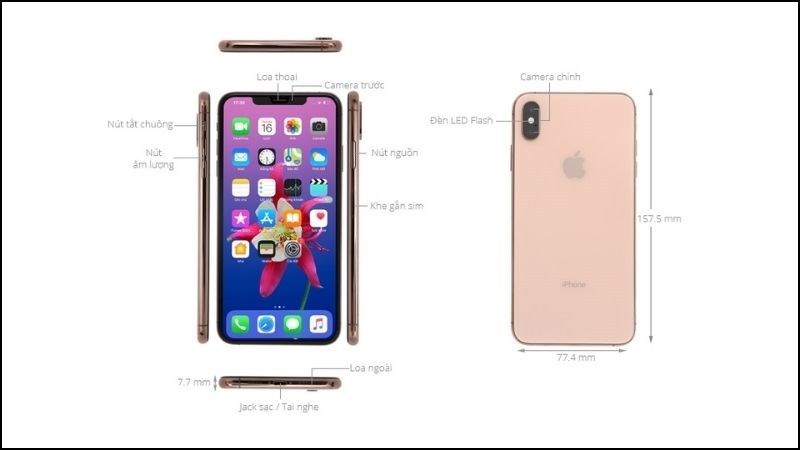 Thiết kế của điện thoại iPhone Xs Max