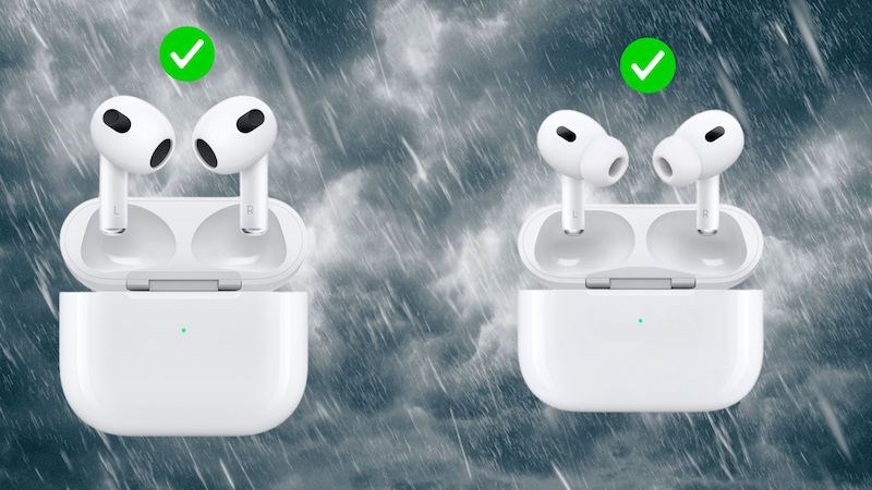 AirPods 3 đạt chuẩn IPX4, trong khi AirPods Pro 2 đạt chuẩn IP54 cao hơn, có khả năng chống bụi