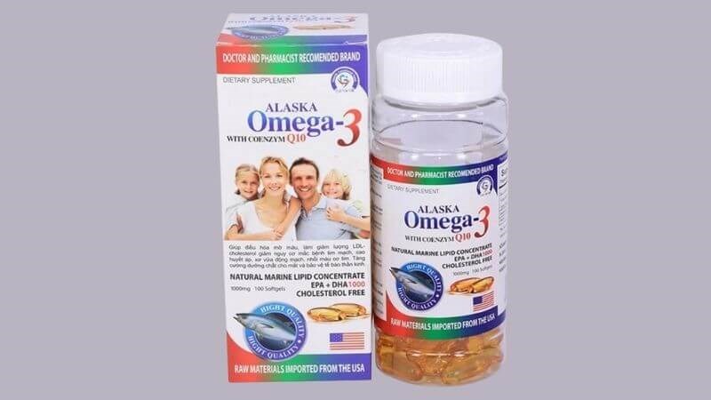 Alaska Omega 3 With Coenzyme Q10 cung cấp omega 3, coenzyme Q10 và vitamin E cho cơ thể
