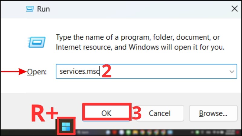 Nhấn Windows + R để khởi động trình Run