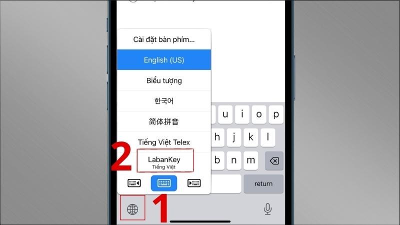 Nhấn giữ biểu tượng như hình > Chọn mục LabanKey