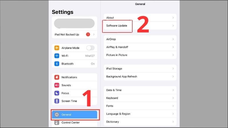 Chọn Software Update