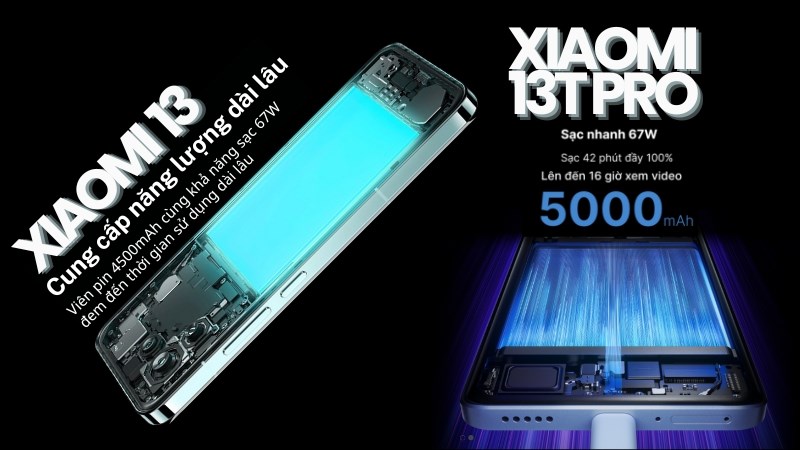 Xiaomi 13T Pro được trang bị một vi&ecirc;n pin lớn hơn với dung lượng 5000mAh