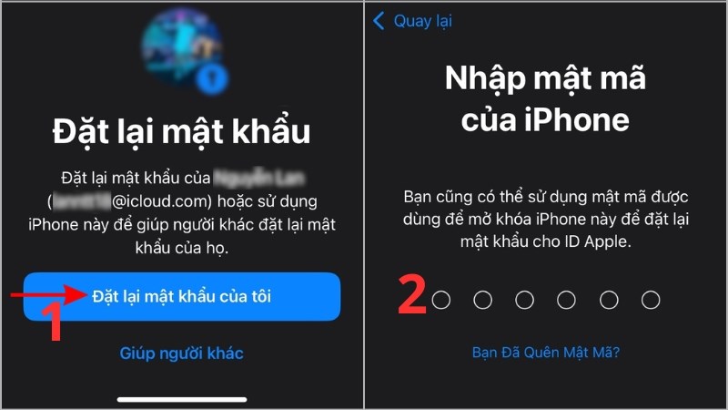 Chọn đặt lại mật khẩu của tôi