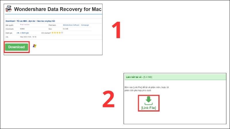 Nhấn Download > Link File để tải Wondershare Data Recovery Nhấn Download > Link File để tải Wondershare Data Recovery