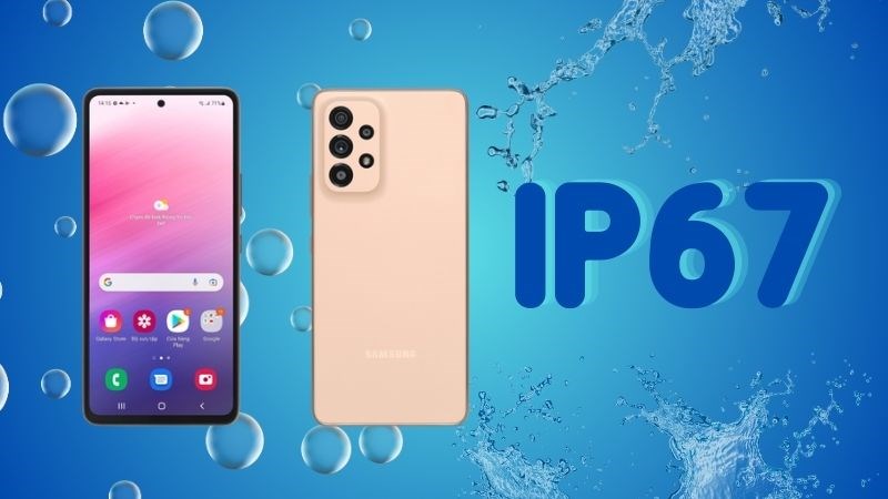 Samsung A53 được t&iacute;ch hợp chuẩn IP67 - chuẩn chống nước tốt nhất nh&igrave; hiện nay