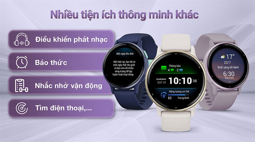 Nhiều tiện ích khác ưu việt đã đượng trang bị trên GARMIN vívoactive5 Nhiều tiện ích khác ưu việt đã đượng trang bị trên GARMIN vívoactive5