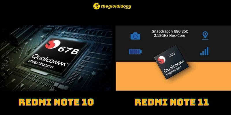 Con chip trang bị tr&ecirc;n Redmi Note 10 v&agrave; Redmi Note 11