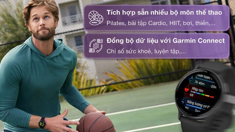 Garmin v&iacute;voactive 5 được t&iacute;ch hợp nhiều t&iacute;nh năng sức khỏe v&agrave; b&agrave;i tập thể thao hơn