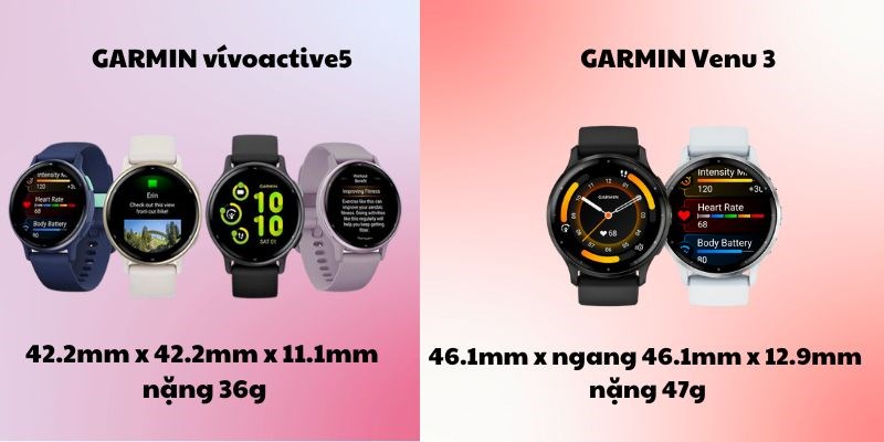 GARMIN v&iacute;voactive5 gọn nhẹ hơn