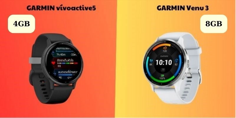 GARMIN Venu 3 c&oacute; dung lượng lớn hơn 4GB so với GARMIN v&iacute;voactive5