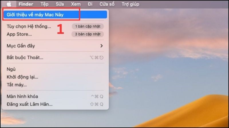 Chọn mục Giới thiệu về máy Mac này