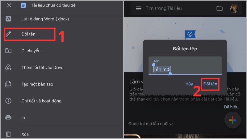 Nhấn vào biểu tượng Đổi tên
