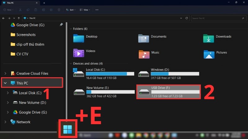 z Bấm tổ hợp phím Windows + E > ChọnThis PC > Chọn ổ đĩa USB