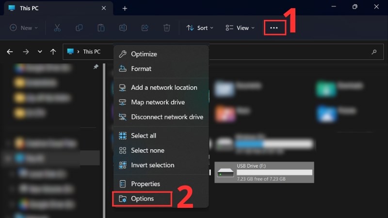 z Chọn biểu tượng dấu ba chấm > Chọn Options