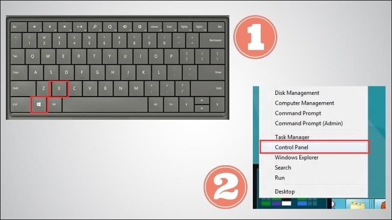 Nhấn tổ hợp phím Windows + X và chọn Control Panel