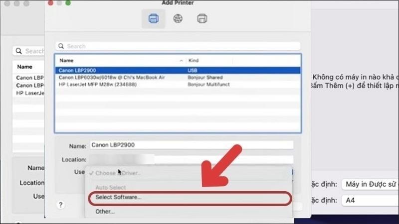 Chọn Select Software