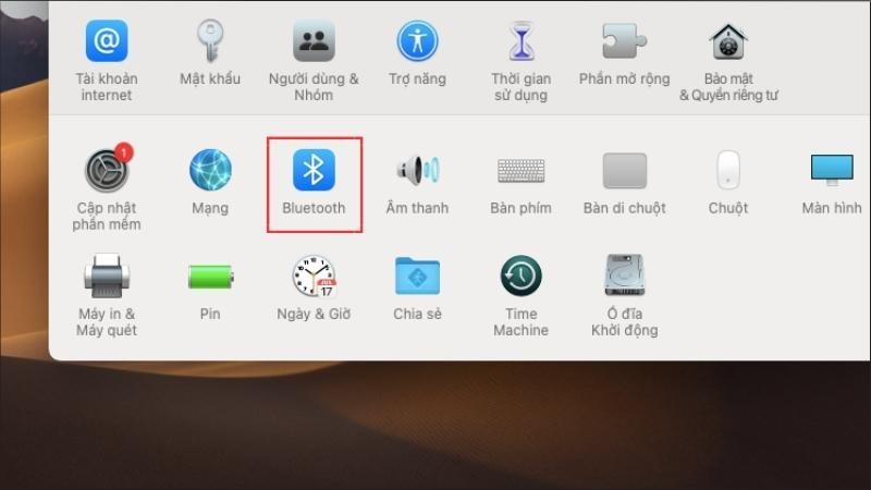 V&agrave;o C&agrave;i đặt > Chọn Bluetooth