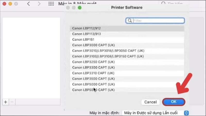 Nhập t&ecirc;n m&aacute;y in v&agrave; chọn OK