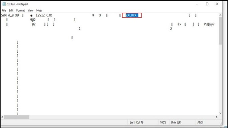  Dùng notepad để mở file .bin