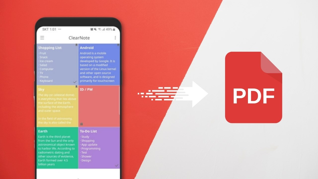 Cách đổi file ghi chú sang PDF trên Android
