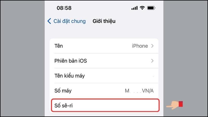 Số seri nằm ph&iacute;a dưới số m&aacute;y