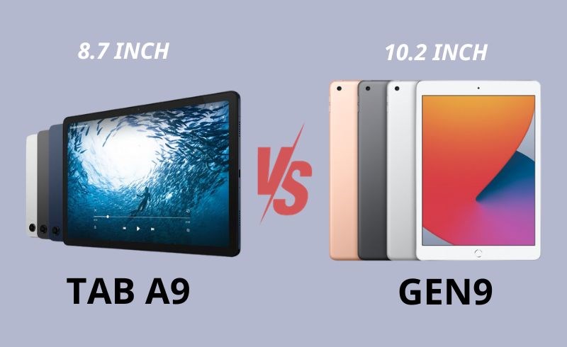 Màn hình của Samsung Tab A9 nhỏ gọn hơn so với iPad Gen 9