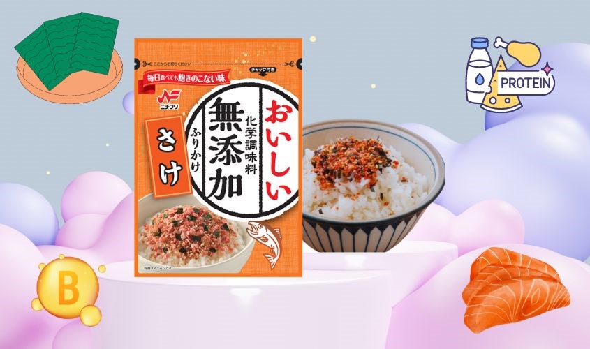 Gia vị rắc cơm Nichifuri vị cá hồi gói 25g (từ 3 tuổi) được làm từ các nguyên liệu sạch