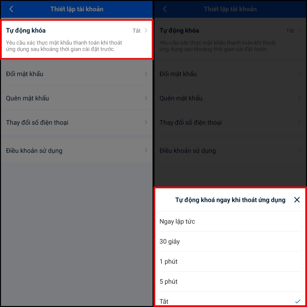 Cách chỉnh thời gian khóa ZaloPay tự động