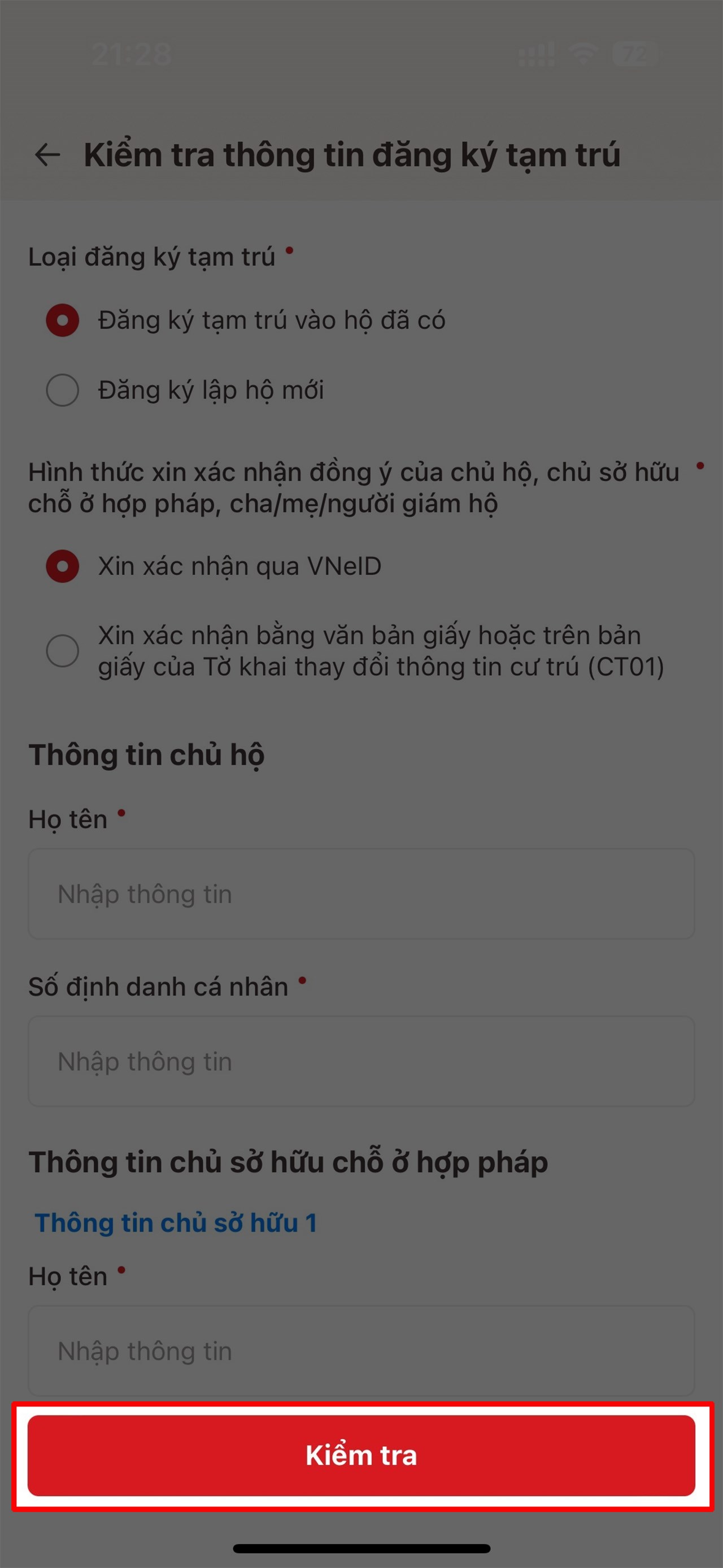 Cách đăng ký tạm trú trên VNeID