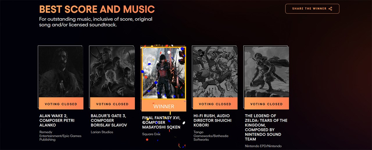 Final Fantasy XVI dành chiến thắng hạn mục Best Score And Music