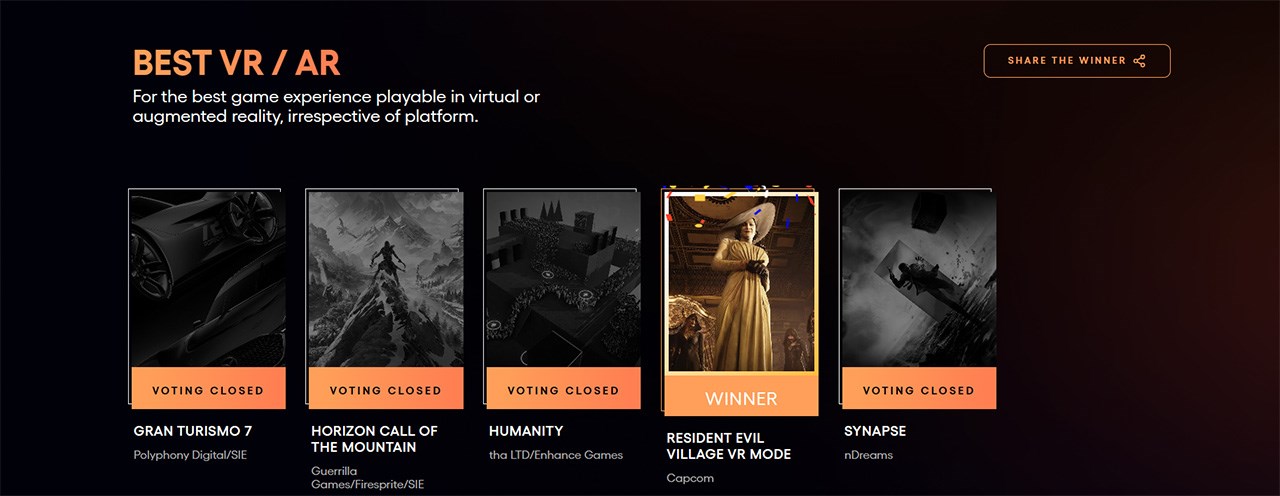 Resident Evil Village VR Mode dành chiến thắng tại hạn mục Best VR/AR