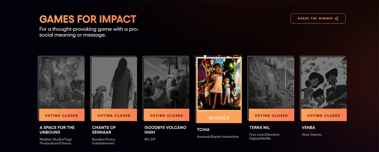 Tchia dành chiến thắng tại hạn mục Games For Impact