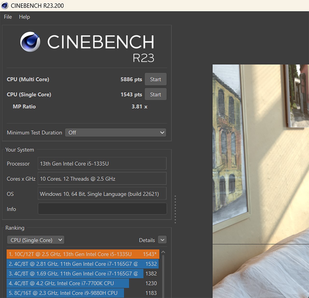 Điểm Cinebench R23 của HP Pavilion 15 eg3095TU.