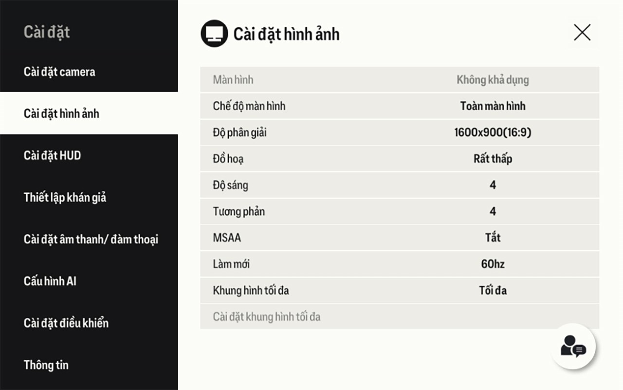 Thiết lập đồ họa EA FC Online mà mình đặt trên HP Pavilion 15 eg3095TU.