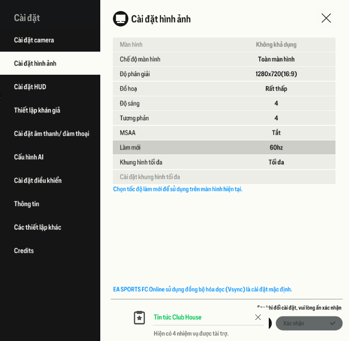 Thiết lập đồ họa game FC Online trên Lenovo V15 G4 IRU