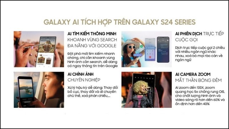 Samsung S24 Ultra sở hữu tính năng Galaxy AI với nhiều công dụng mà S23 Ultra không có Samsung S24 Ultra sở hữu tính năng Galaxy AI với nhiều công dụng mà S23 Ultra không có