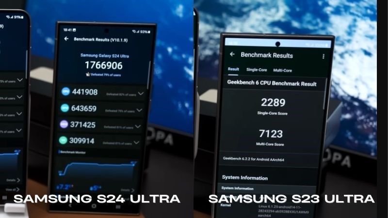 Điểm hiệu năng AnTuTu và GeekBench của S24 Ultra khá cao Điểm hiệu năng AnTuTu và GeekBench của S24 Ultra khá cao