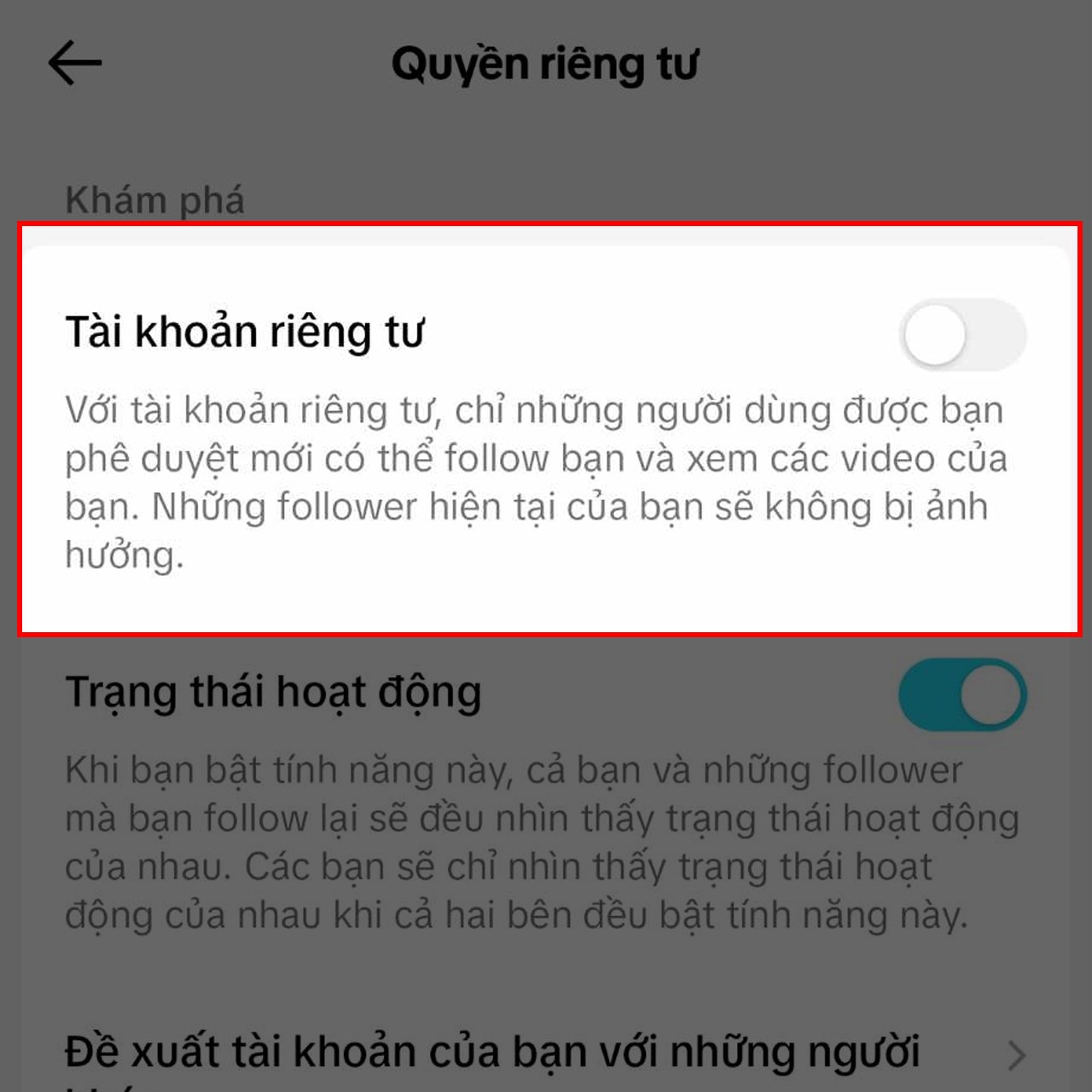 Cách bật tài khoản riêng tư trên TikTok