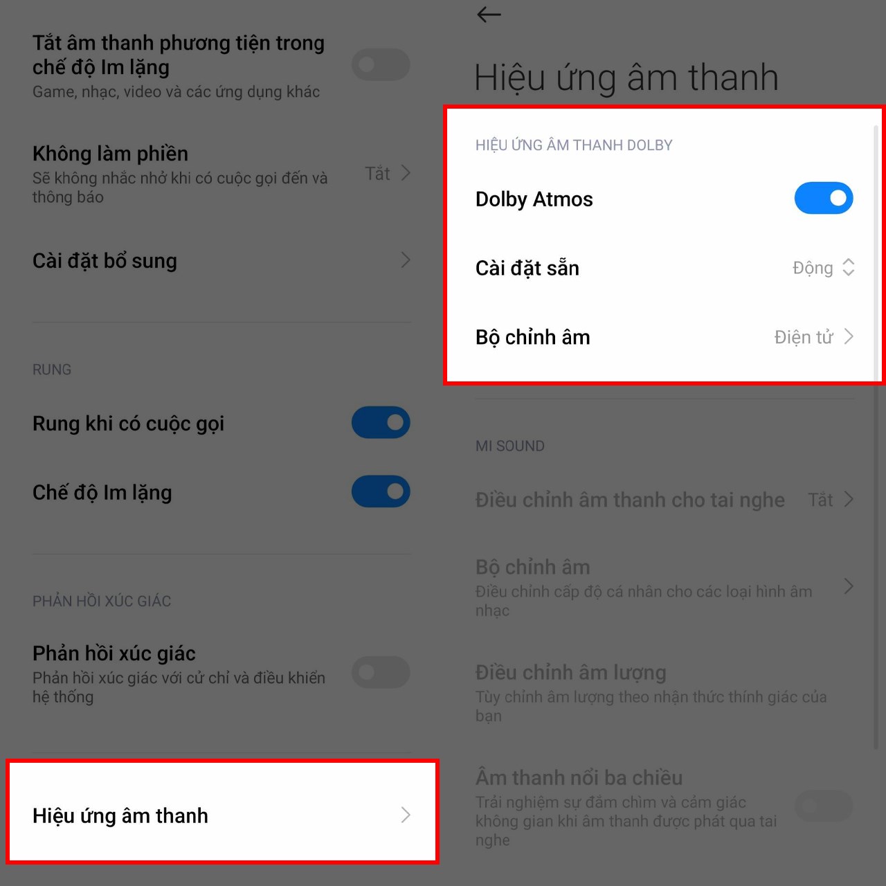Cách chỉnh âm thanh Dolby Atmos trên Xiaomi