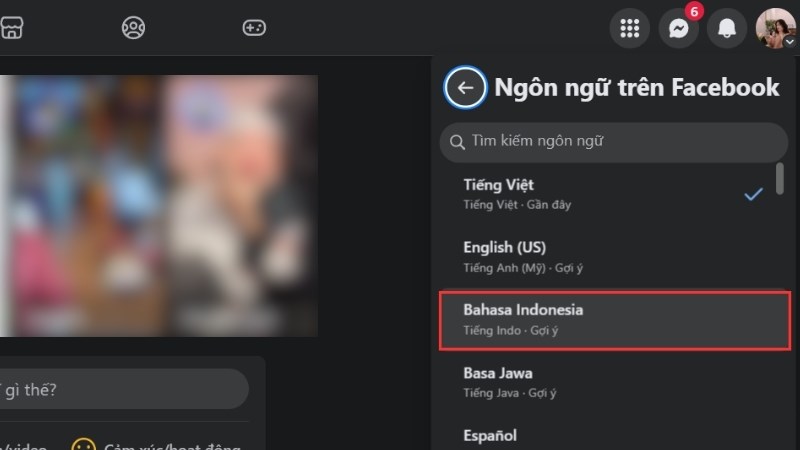 Chọn Bahasa Indonesia