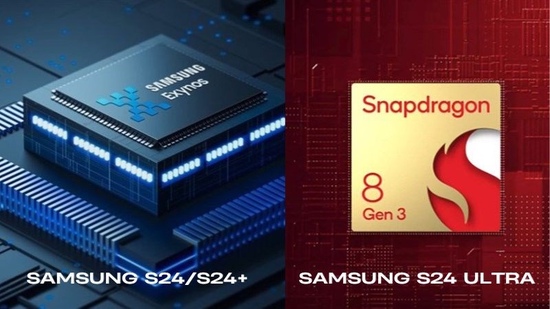 S24 và S24+ có chip Exynos 2400 còn S24 Ultra có chip Snapdragon 8 Gen 3 S24 và S24+ có chip Exynos 2400 còn S24 Ultra có chip Snapdragon 8 Gen 3