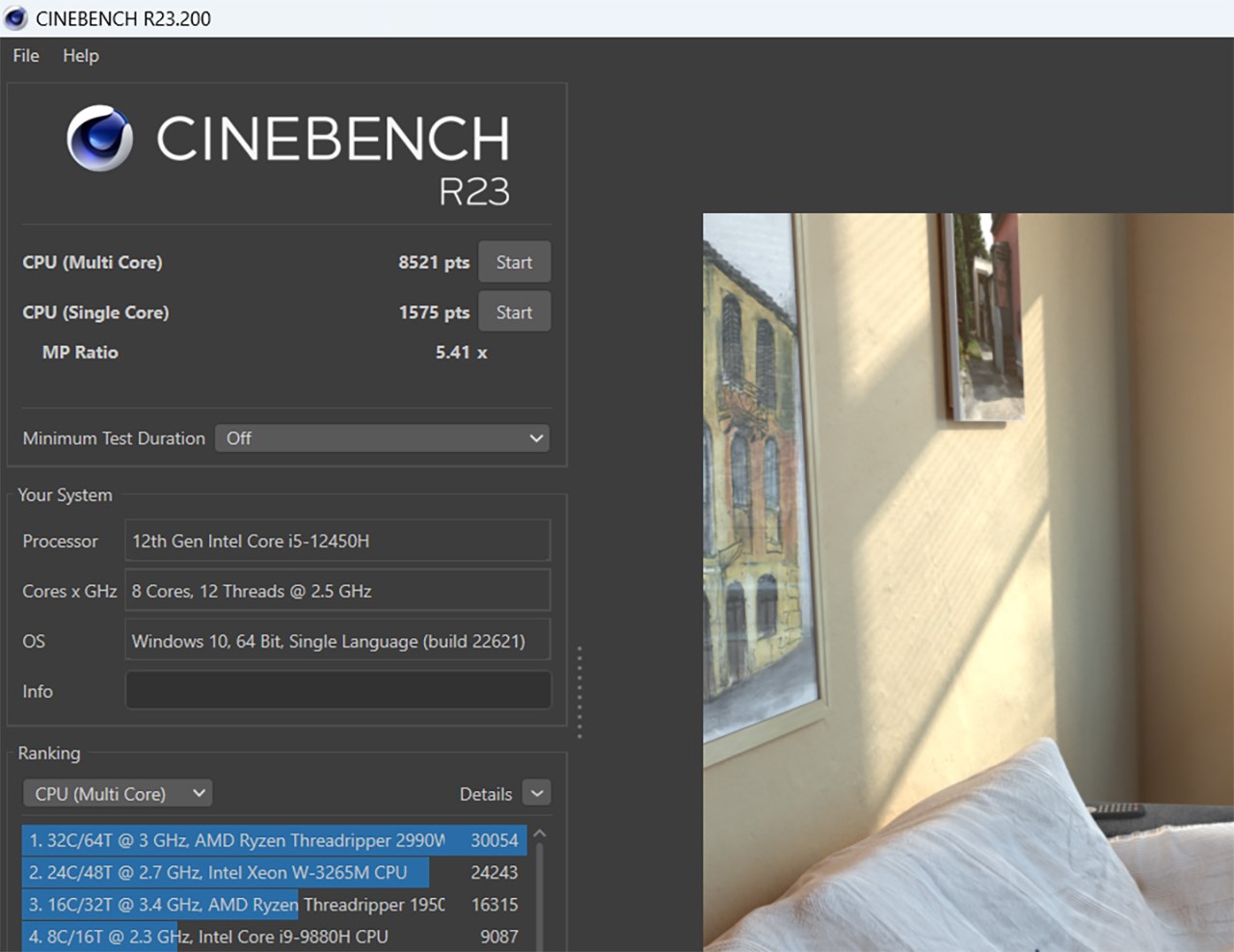 Điểm Cinebench R23 của HP VICTUS 15 fa1139TX.