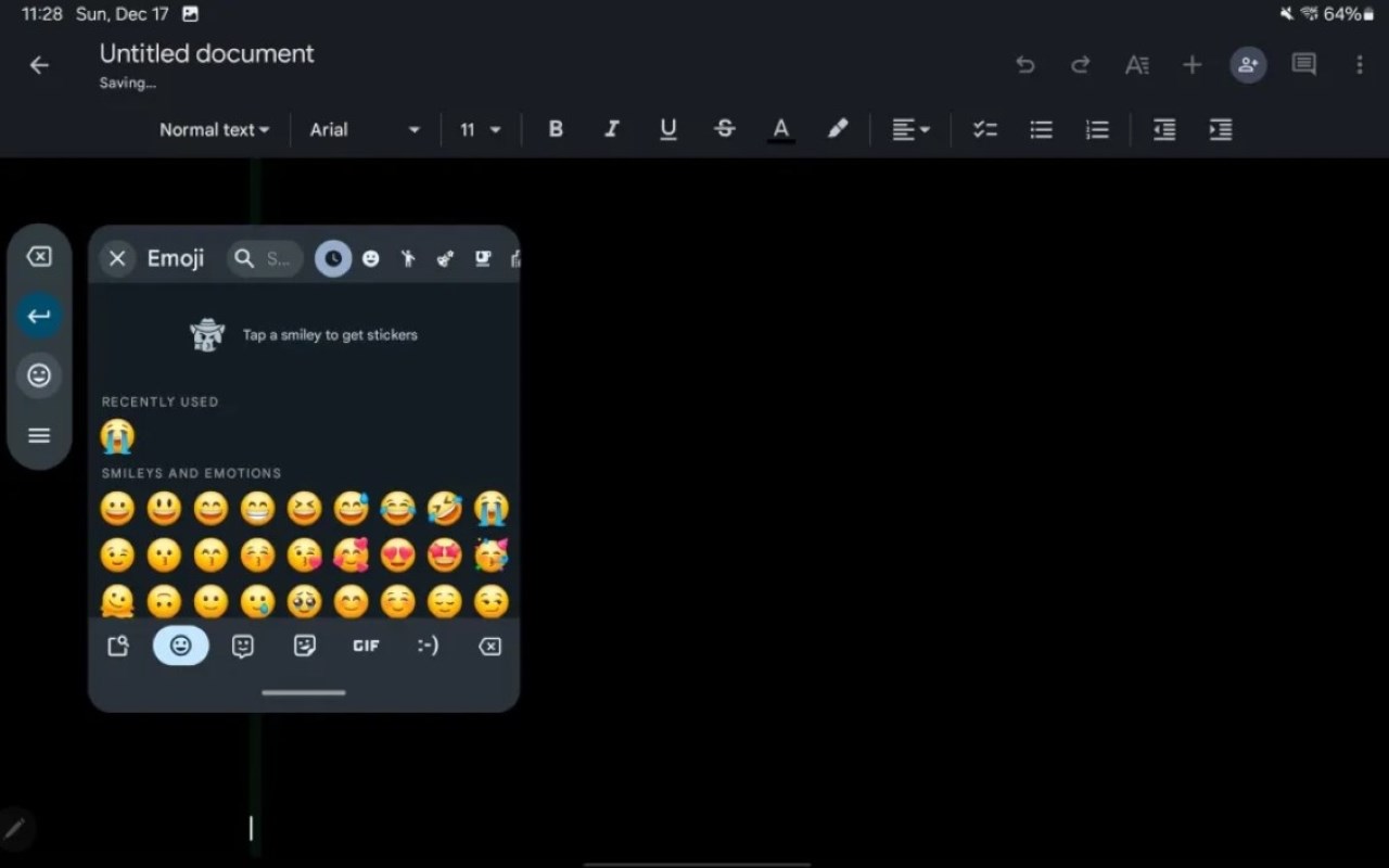 Thanh công cụ nổi xuất hiện khi người dùng viết