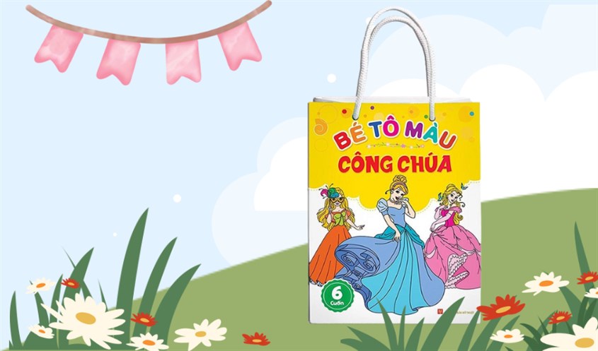 Bộ sách tập tô màu công chúa Minh Long phù hợp với các bé gái