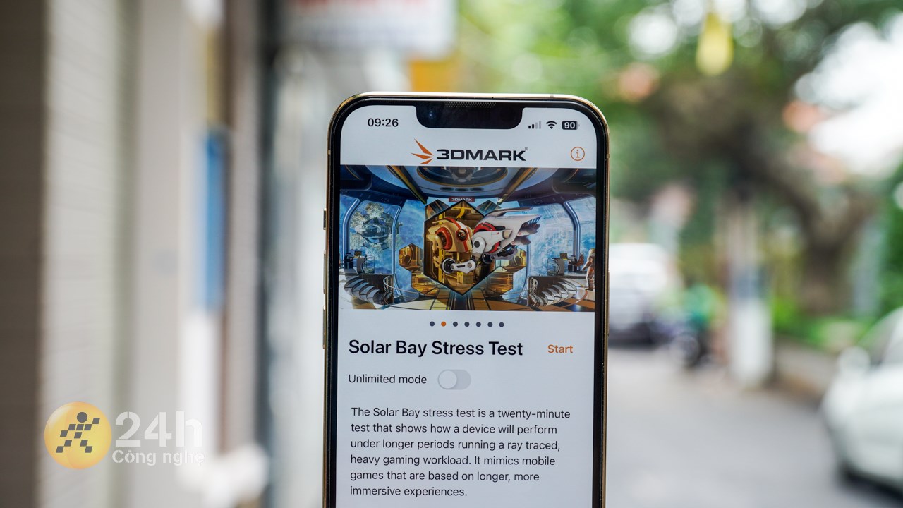 Bài test 3DMark Solar Bay Stress Test đã phần nào khiến iPhone 13 Pro gặp đôi chút khó khăn. Bài test 3DMark Solar Bay Stress Test đã phần nào khiến iPhone 13 Pro gặp đôi chút khó khăn.