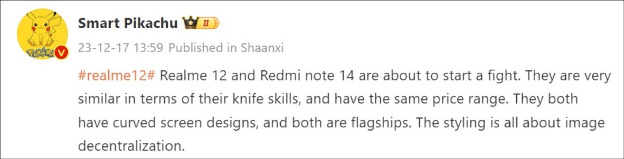 Leaker Smart Pikachu chia sẻ về realme 12 và Redmi Note 14