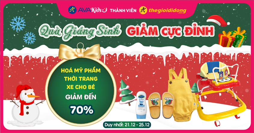 Quà giáng sinh giảm cực đỉnh: Hoá mỹ phẩm, thời trang, xe cho bé giảm đến 70%. Mua ngay!